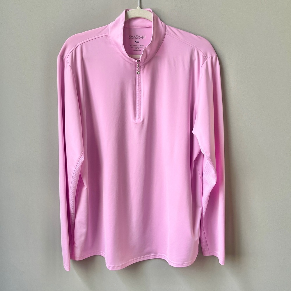 SanSoleil Quarter Zip Top Women's XXL Pink UPF 50 Golf Feminine Sporty Preppy